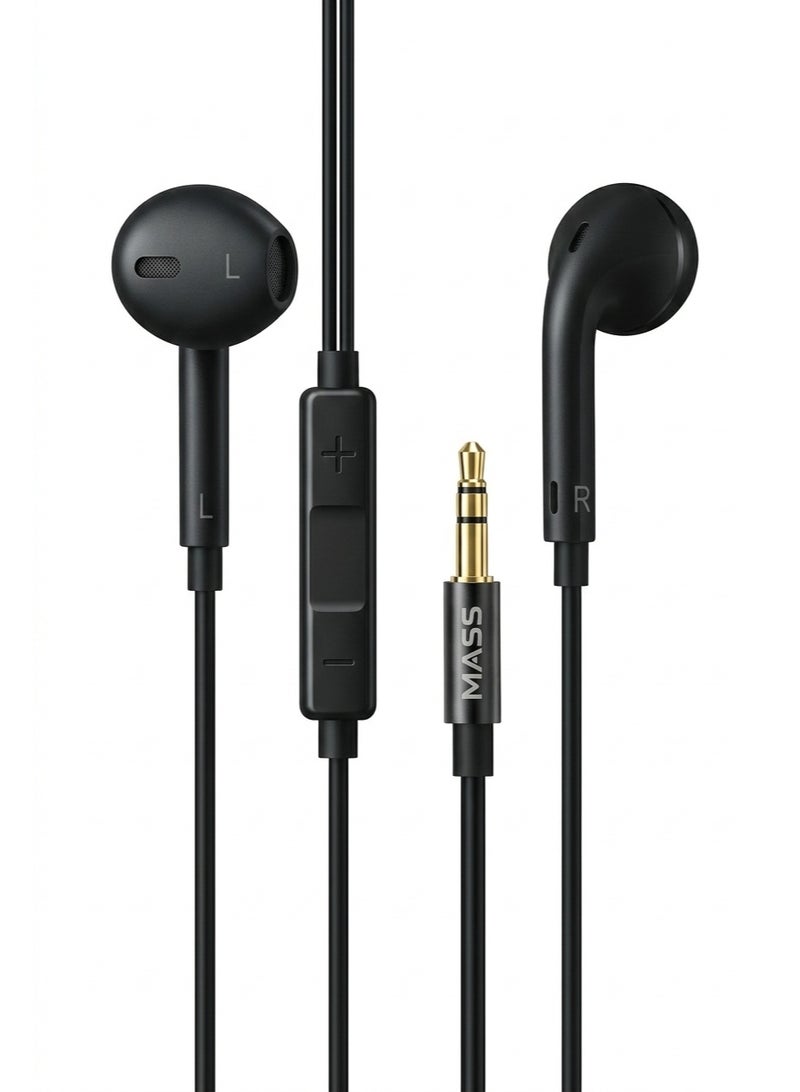 ماس سماعات أذن ماس، سماعات أذن داخلية مع ميكروفون موديل:MA-HF02، سماعات سلكية 3.5mm (أبيض) لأجهزة سامسونج - أوبو - شاومي - أونر - ضمان محلي لمدة عام - Image 3
