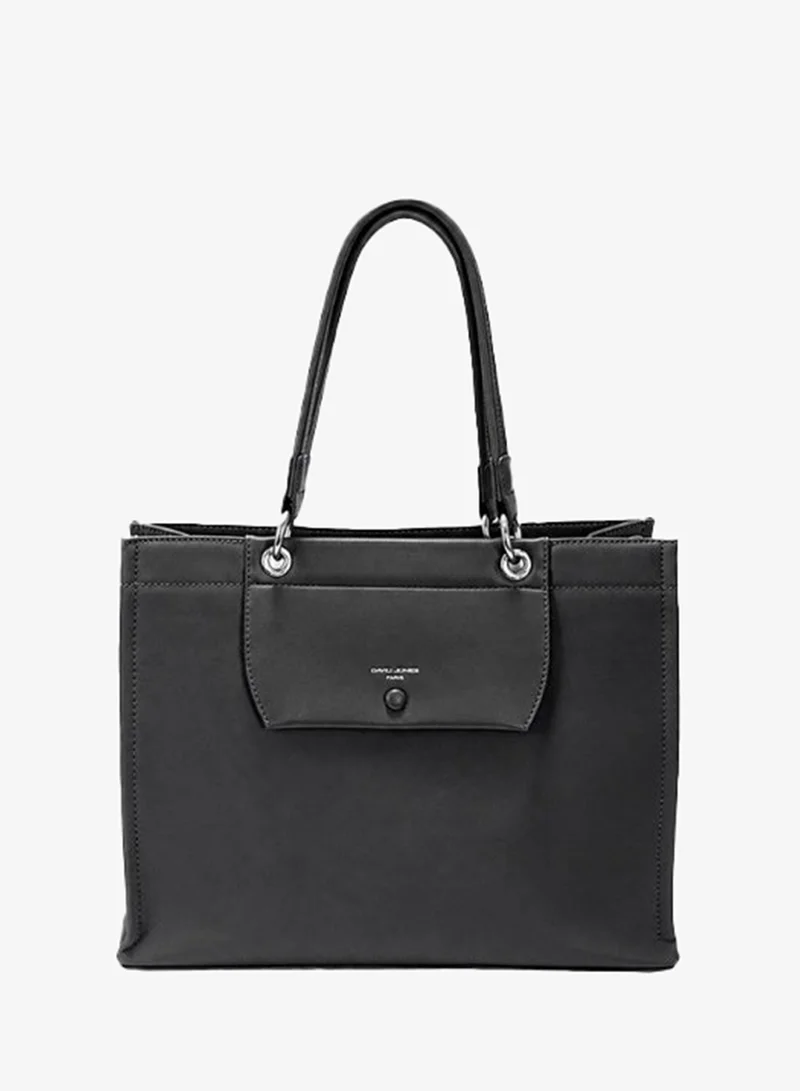 David Jones Tote Bag for Women CM7743 | Medium Leather Look Shopper Bag with External Zipper Pocket | Spacious Interior Work & Office Handbag
