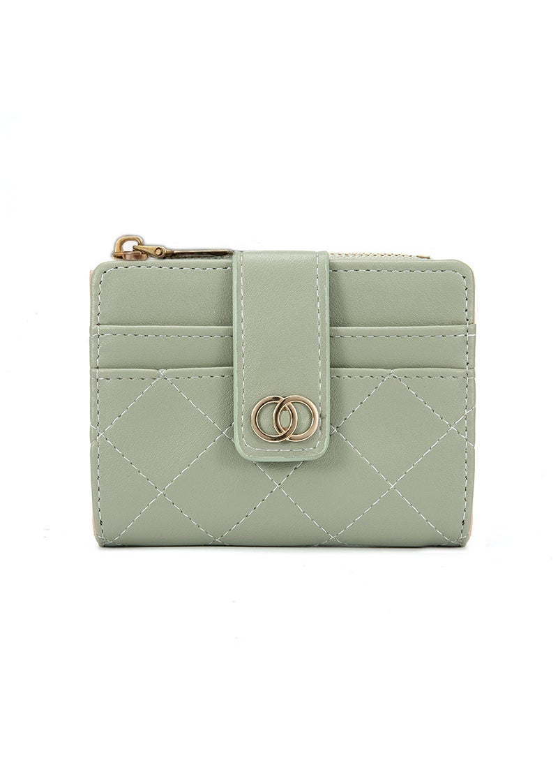 New Womens Wallet Short Solid Color Card Bag 2023 Summer Womens High Sense Zipper Coin Purse Wholesale Green 
