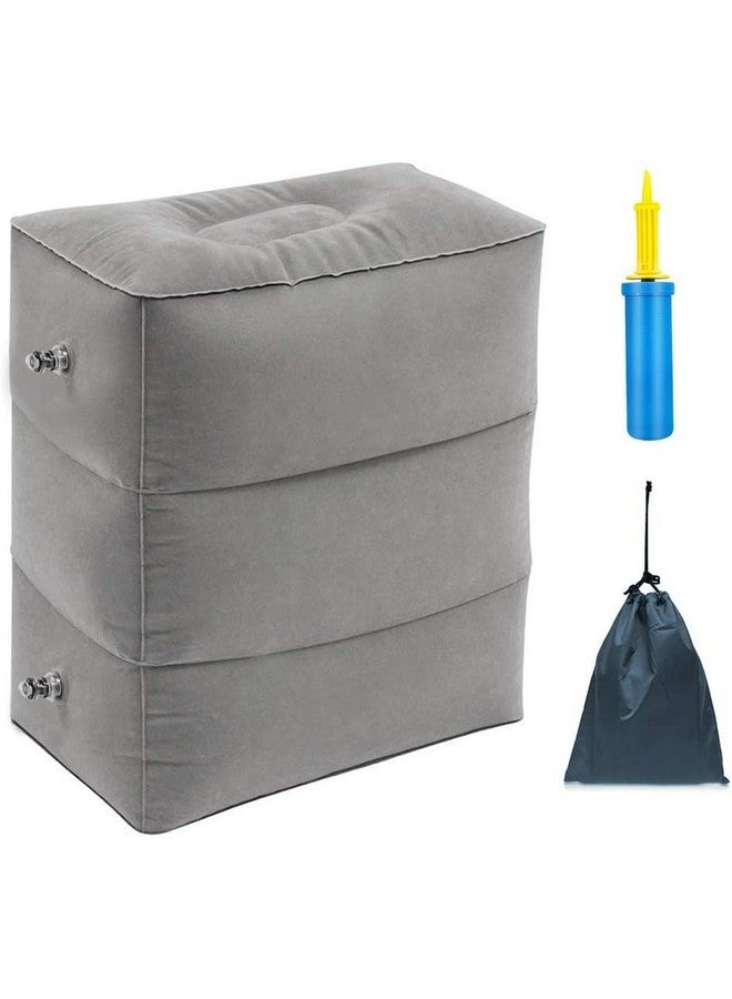 ZIQIAN Inflatable Travel Foot Rest Pillow Portable Adjustable Three Layers Height Foot Stool for Airplanes, Cars, Home, Trains, Office to Lay Down or Sleep on Long Flights with Pump ‚Ä¶ (Grey) - Image 1