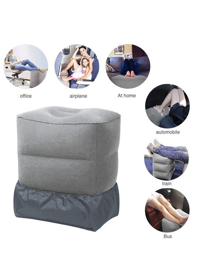ZIQIAN Inflatable Travel Foot Rest Pillow Portable Adjustable Three Layers Height Foot Stool for Airplanes, Cars, Home, Trains, Office to Lay Down or Sleep on Long Flights with Pump ‚Ä¶ (Grey) - Image 5