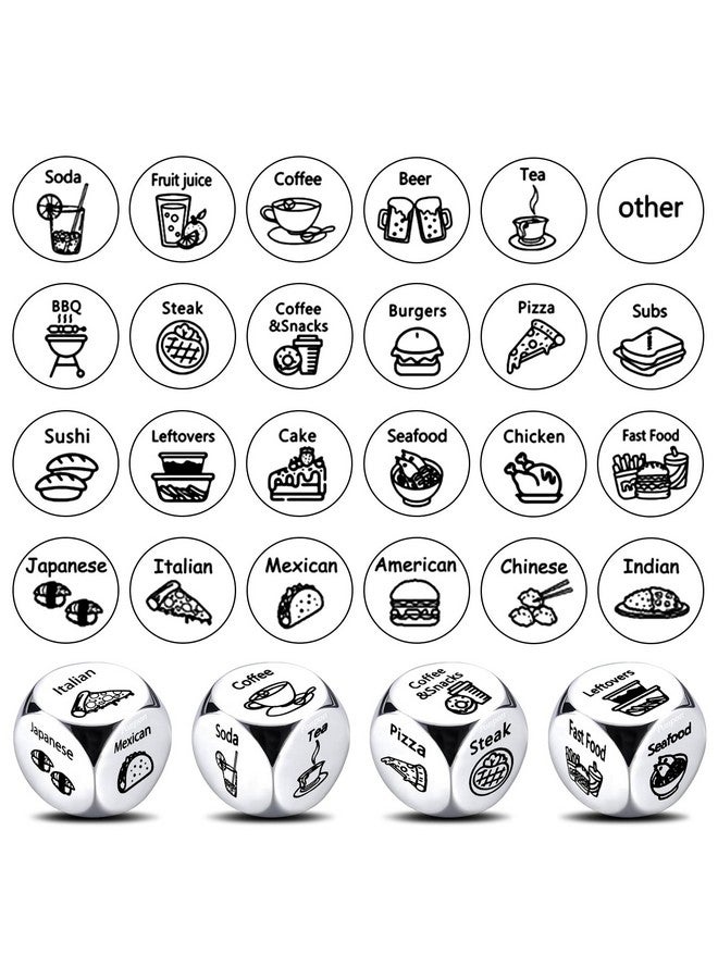 Ponpon 4Pcs Food Decision Dice, Metal Food Dice Game, Funny Gift For Couples Girlfriend Boyfriend Wife Husband On Anniversary Valentines Day Birthday Date Night - Image 3