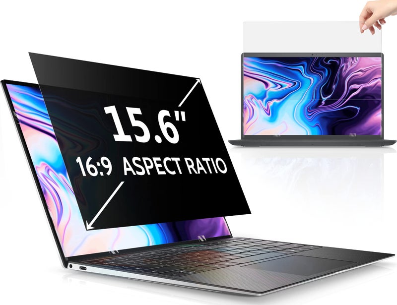 Peslv 15.6 Inch Laptop Privacy Screen Compatible With Lenovo Hp Dell Acer Asus Thinkpad Envy Xps, 16:9 Aspect Removable Anti Glare Blue Light Filter Protector, 15 In Computer Monitor Security Shield - Image 1