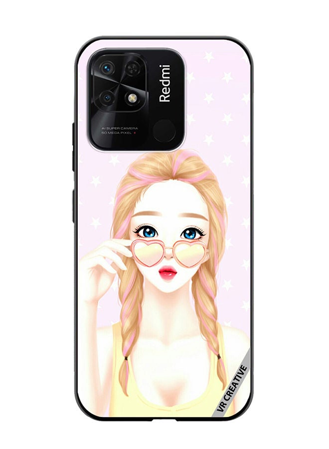 VR CREATIVE Protective Case Cover For Xiaomi Redmi 10C Heart Sunglass Girl Design Multicolour - Image 1