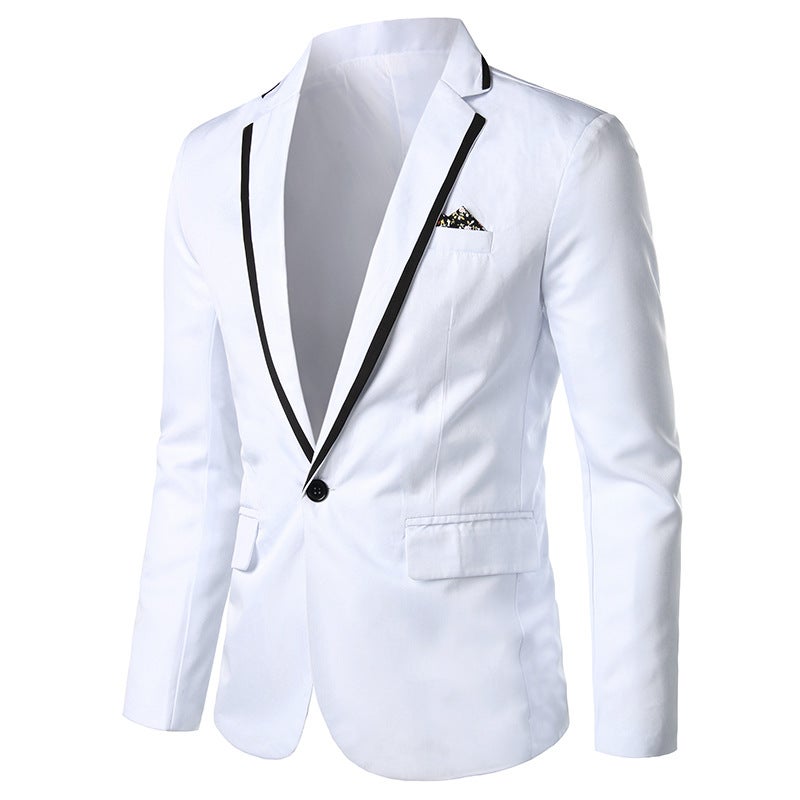 Modern Slim-Fit Blazer Mens Fashion Suit Black