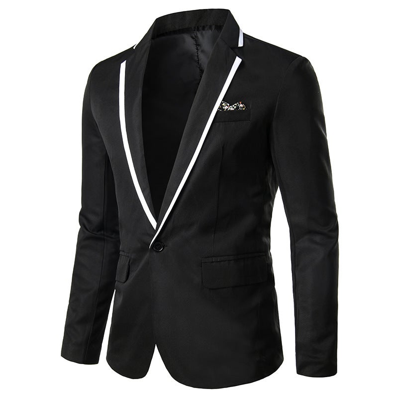 Modern Slim-Fit Blazer Mens Fashion Suit Black