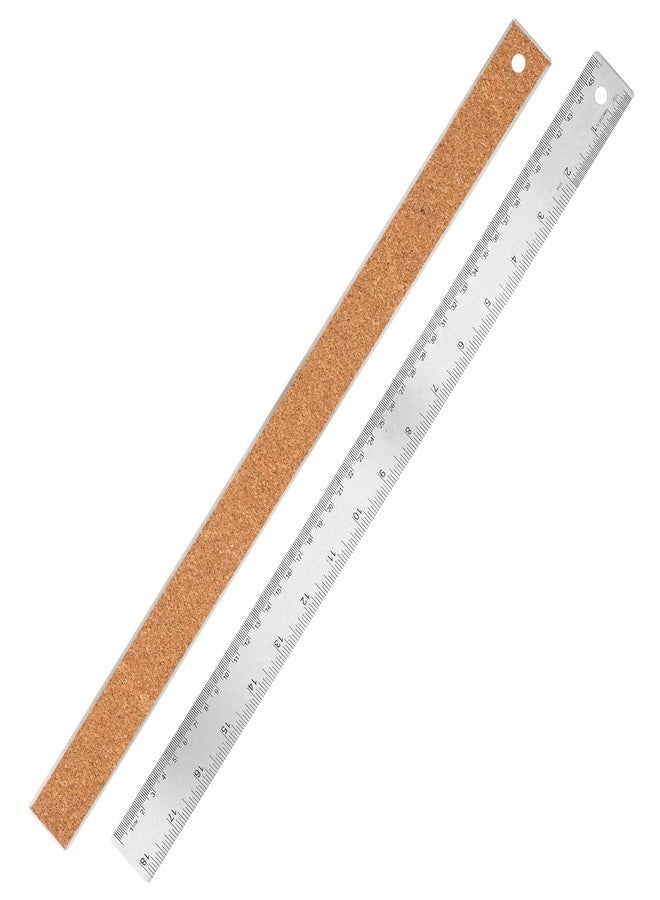 Psyqtsuary Metal Ruler 18 Inch - Stainless Steel Metal Ruler with Cork Backing Non-Slip Rulers with Inch and Centimeters Prevent Ink Leakage for School Office Drawing Engineering Tools - Image 1