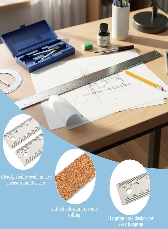 Psyqtsuary Metal Ruler 18 Inch - Stainless Steel Metal Ruler with Cork Backing Non-Slip Rulers with Inch and Centimeters Prevent Ink Leakage for School Office Drawing Engineering Tools - Image 5