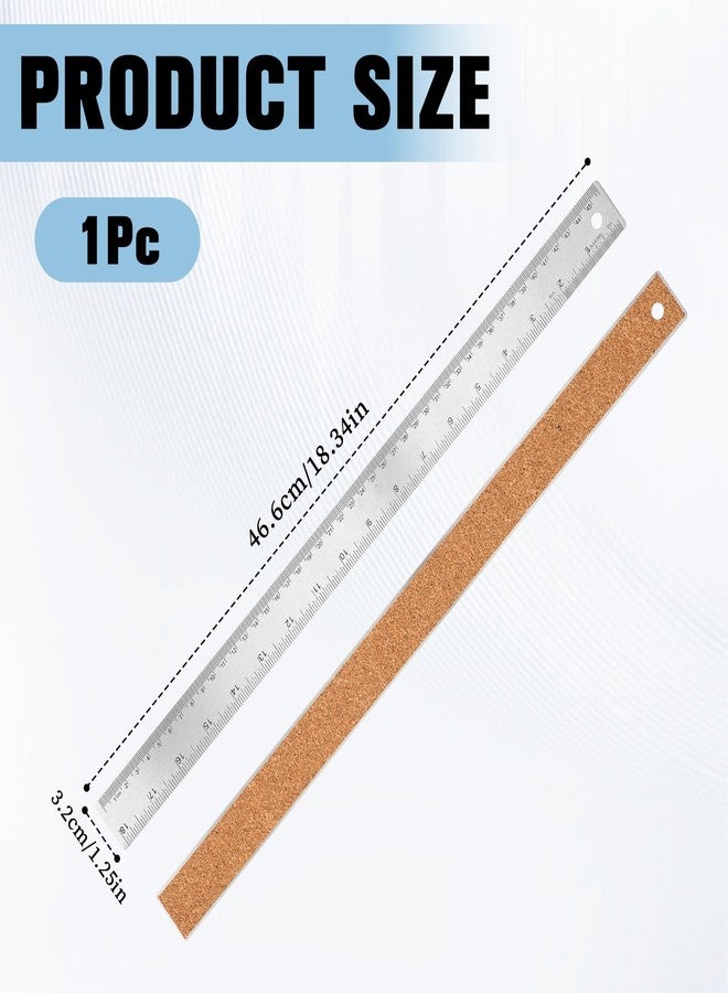 Psyqtsuary Metal Ruler 18 Inch - Stainless Steel Metal Ruler with Cork Backing Non-Slip Rulers with Inch and Centimeters Prevent Ink Leakage for School Office Drawing Engineering Tools - Image 2