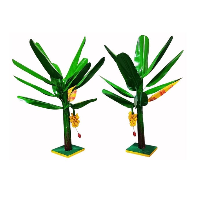 ARTIFICIAL BANANA TREE FOR POOJA METAL BANANA TREES FOR DECORATION 21 INCHES