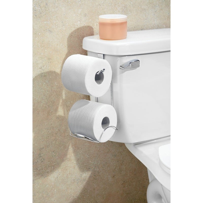 iDesign Classico Steel Toilet Paper Holder for Bathroom Storage, Over the Tank Toilet Tissue Organizer, Chrome - Image 2