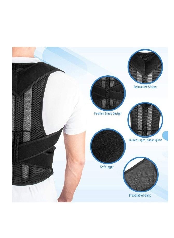 AS SEEN ON TV - Adjustable Upper Back Brace Neck Back and Shoulder Pain Relief Posture Corrector Pain Relief Support Medium - Image 1