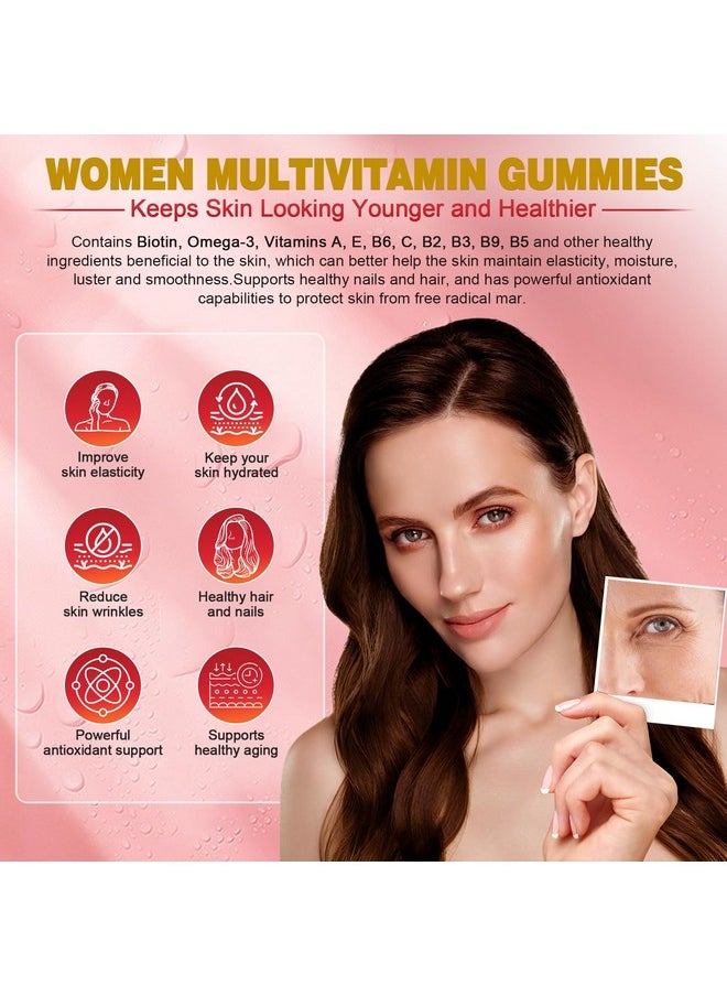 EnvyCure Sugar-Free Womens Multivitamin Gummies, Methylated Multivitamin for Women/w Omega-3, Calcium, Enzymes & Probiotic, Vitamin A, C, D3, Folate, Biotin, Inositol - Skin, Hair Growth, Immune, Bone - Vegan  - Image 3