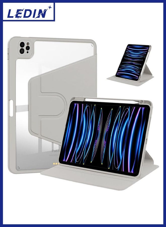 LEDIN Rotating Case for iPad Pro 12.9-Inch (2018), with Pencil Holder,360 Degree Rotation Protective Stand Slim Cover Clear Back, Auto Wake/Sleep (iPad Pro 12.9) - Image 1