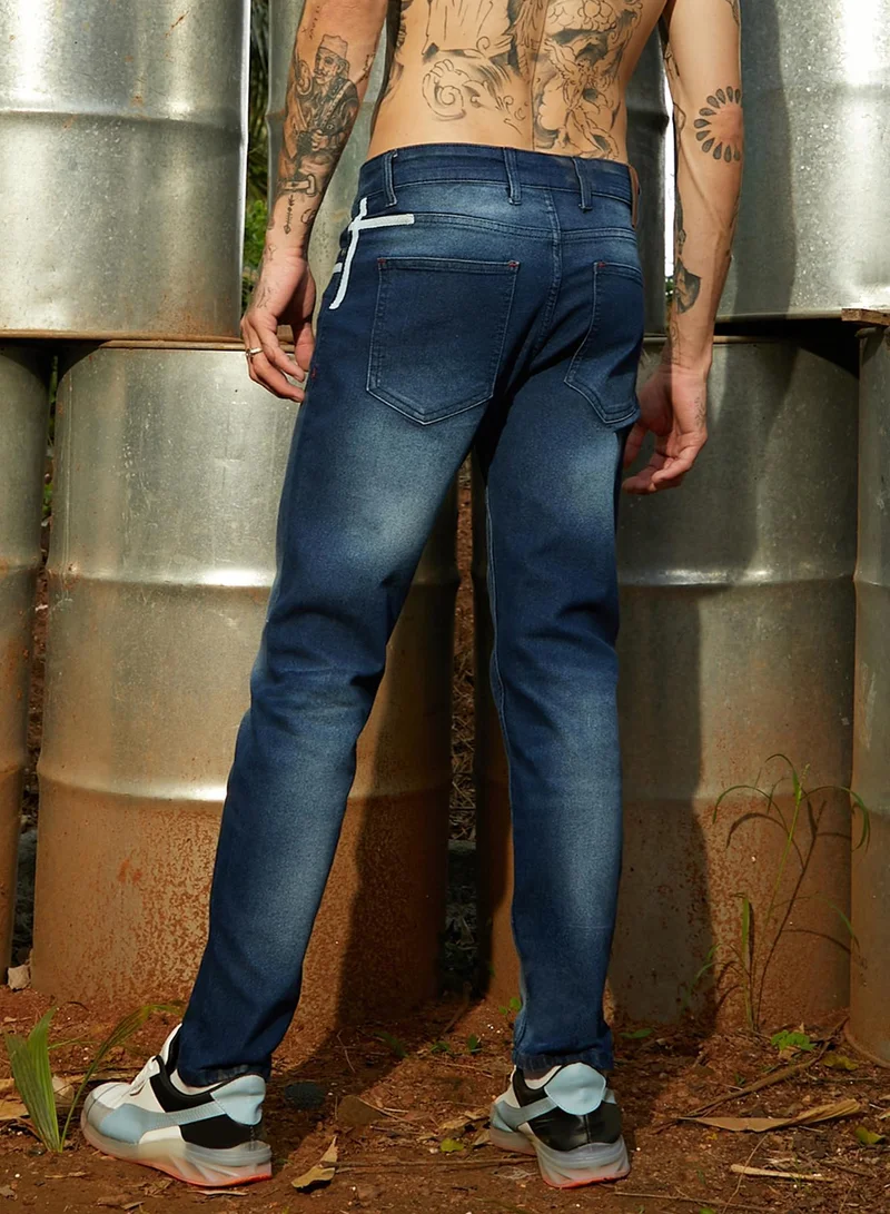 Campus Sutra  Men's Tapered Dark- Wash Denim Jeans for Men | Best Price UAE