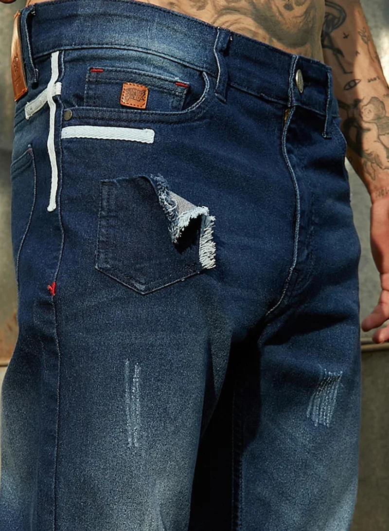 Campus Sutra  Men's Tapered Dark- Wash Denim Jeans for Men | Best Price UAE