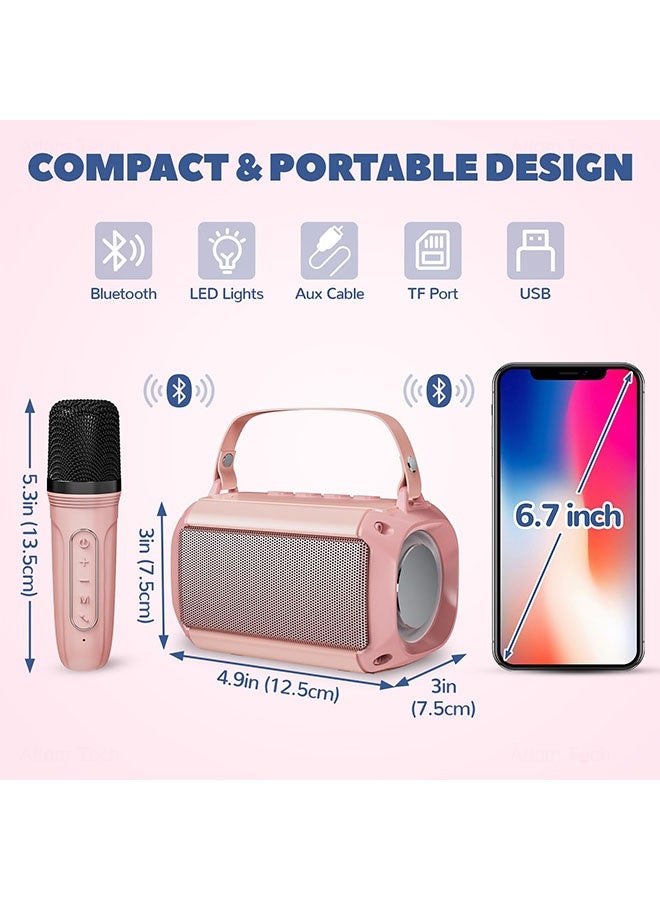 Bluetooth Speaker with 2 Wireless Microphones Smart Karaoke Machine with DSP Noise Reduction LED Light Bluetooth Speaker Music Player for Kids & Adults  Singing Machine Karaoke Bluetooth Speaker Suitable for Party Conference Wedding Pink - Image 2