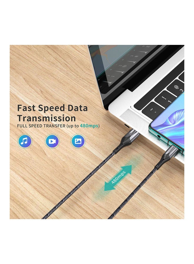 تشوتيك كابل شحن سريع على شكل جديلة من النايلون، بتيار كهربائي 5 أمبير لهاتف هواوي. أسود - Image 4
