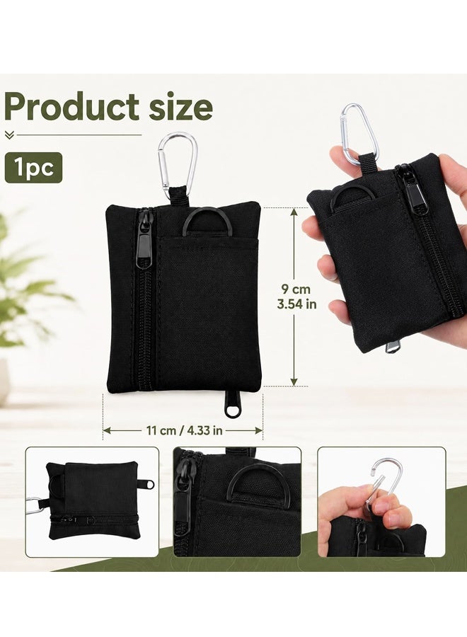Black Mini Tactical Keychain Pouch, EDC Belt Pocket Organizer for Coin, ID Card, Car Fob & Headset - Image 2