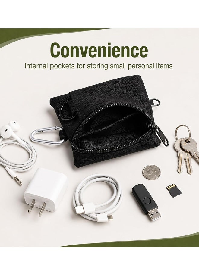 Black Mini Tactical Keychain Pouch, EDC Belt Pocket Organizer for Coin, ID Card, Car Fob & Headset - Image 4