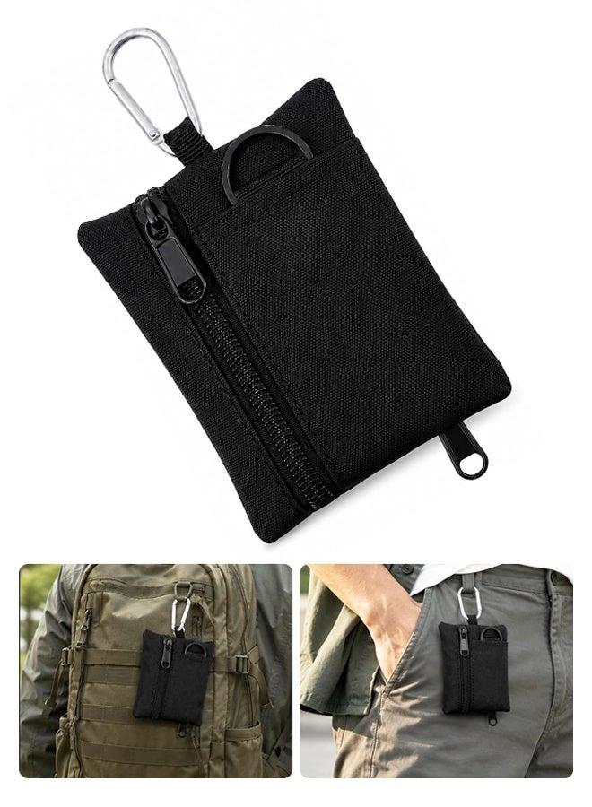 Black Mini Tactical Keychain Pouch, EDC Belt Pocket Organizer for Coin, ID Card, Car Fob & Headset - Image 1