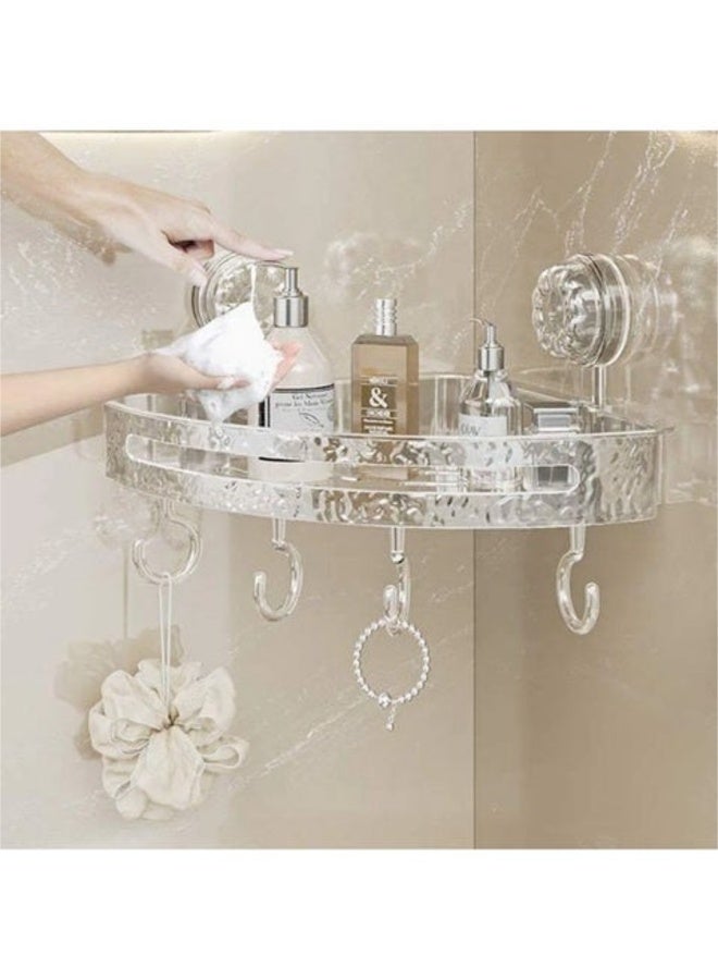 Corner Shower Caddy Bathroom Shelf, Bathtub Accessories Organizer, Adhesive Basket Storage Rack Shampoo Holder Wall Organization