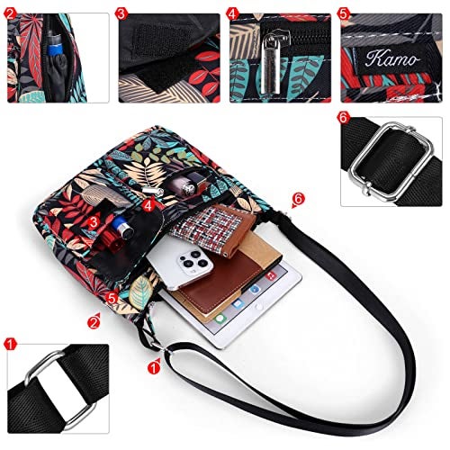 Kamo Crossbody Bag for Women - Multi-pocket Shoulder Bag Lightweight Messenger Bag Casual printed Purse Handbag Travel Bag - Image 4