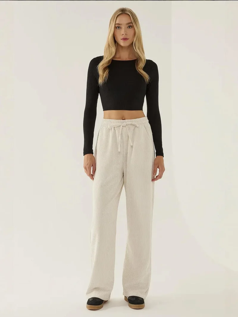 زوبعة بنطلون بخصر مطاطي من المخمل