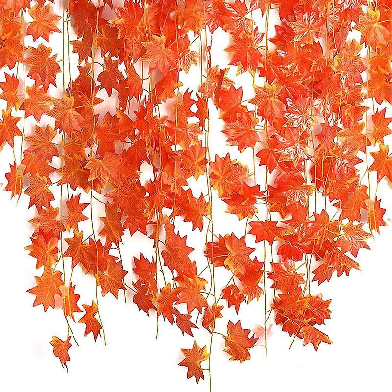 Dekorly Artificial Green Leaf Vine Money Plant Hanging, Artificial Ivy Leaves, Artificial Creeper Leaf Vine, Artificial Ivy Foliage, Ivy Wall Decor,Roof Decor | Each Plant 6 Feet (Orange & Green, 8) - Image 2