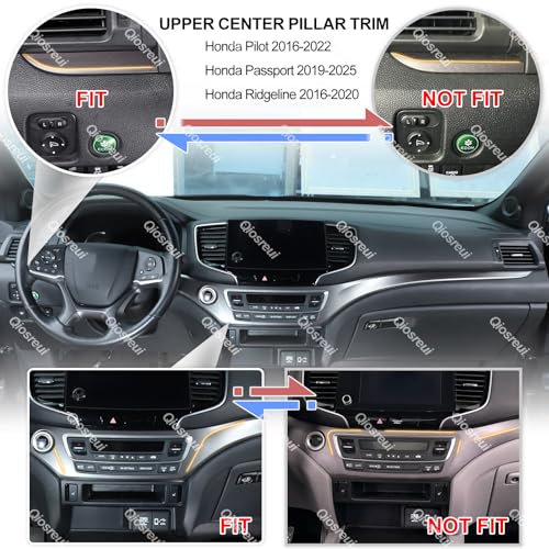 Qiosreui Dashboard Panel Cover for Honda Pilot 2016-2022/ Ridgeline 2016-2020/ Passport 2019-2025 Accessories, Center Console Instrument Panel Trim Strip, Dash Upper Center Panel Trim Bezel, ABS (Carbon Fiber) - Image 3