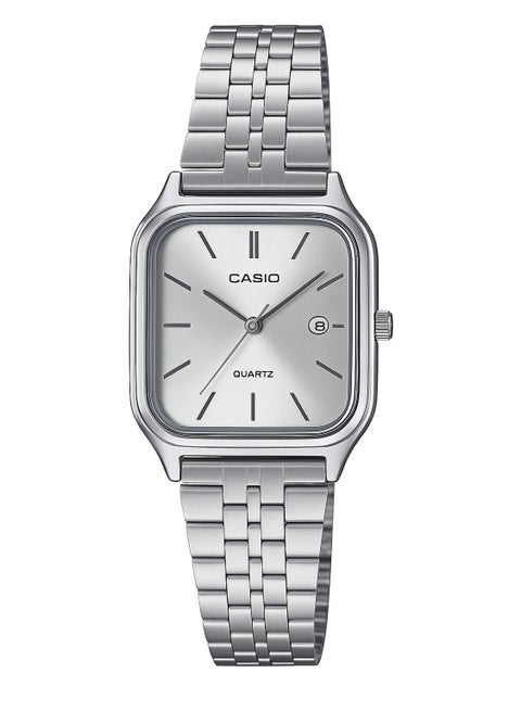 ساعة يد كاسيو حريمي كوارتز – سوار ستانلس ستيل فضي ومينا فضي