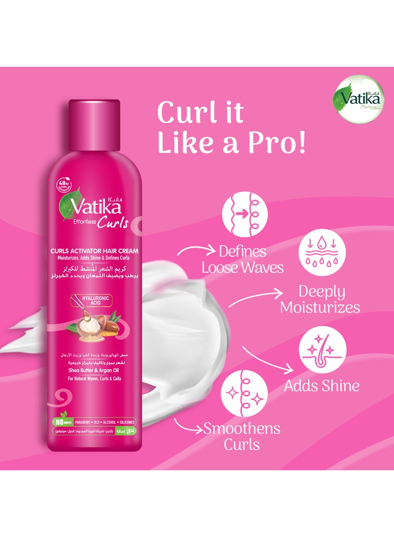 Vatika Naturals Curl Activator Hair Cream 330ml With Shea Butter, Argan Oil & Hyaluronic Acid 48 hour Curl Retention Moisturizes, Adds Shine & Defines Curls for Natural Waves, Curls & Coils No Added Paraben, Sulfate, Silicone  - Image 2