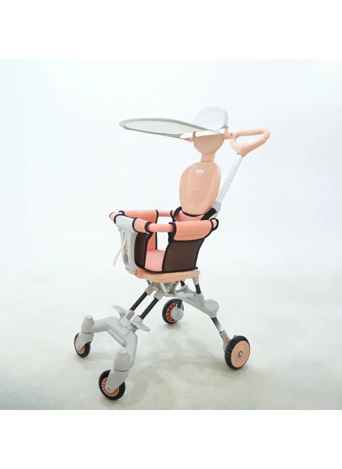 Generic Honeylivo 4-Wheel Folding Stroller, Lightweight, Easy to Fold, High Quality Design for 1-5 Years Kids, Airplane Travel, Pink  - Image 1