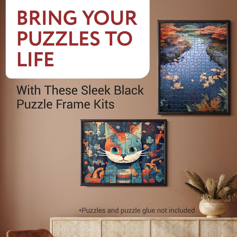 Impresa Jigsaw Puzzle Display Frame Kit - 2-Pack 20x27 in Black - Easy Snap-Together Puzzle Board Backing - Versatile Wall Hanging & Art Display - Fits 1000 Piece Frame - Image 2