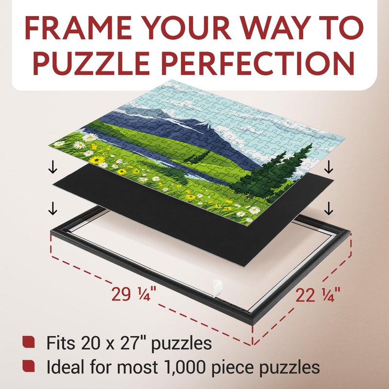 Impresa Jigsaw Puzzle Display Frame Kit - 2-Pack 20x27 in Black - Easy Snap-Together Puzzle Board Backing - Versatile Wall Hanging & Art Display - Fits 1000 Piece Frame - Image 3