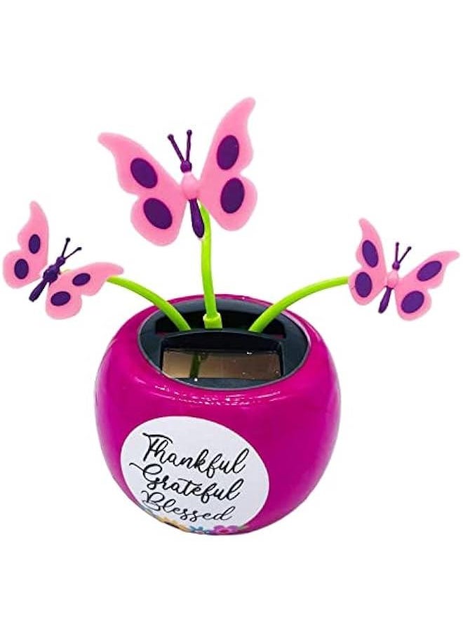 Solar Sunflower Dancing Toy Swinging Flower Insect erfly in Colorful Pots for Car Interior Dashboard Decoration Office Desktop Home Ornament  - Image 1