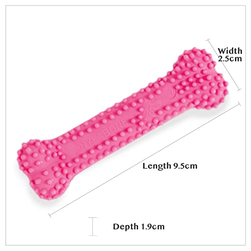 Nylabone Textured Teething Bone Puppy Chew Toy, Chicken Flavor, Pink, X-Small - Up to 15 lbs (1 Count) - Image 3