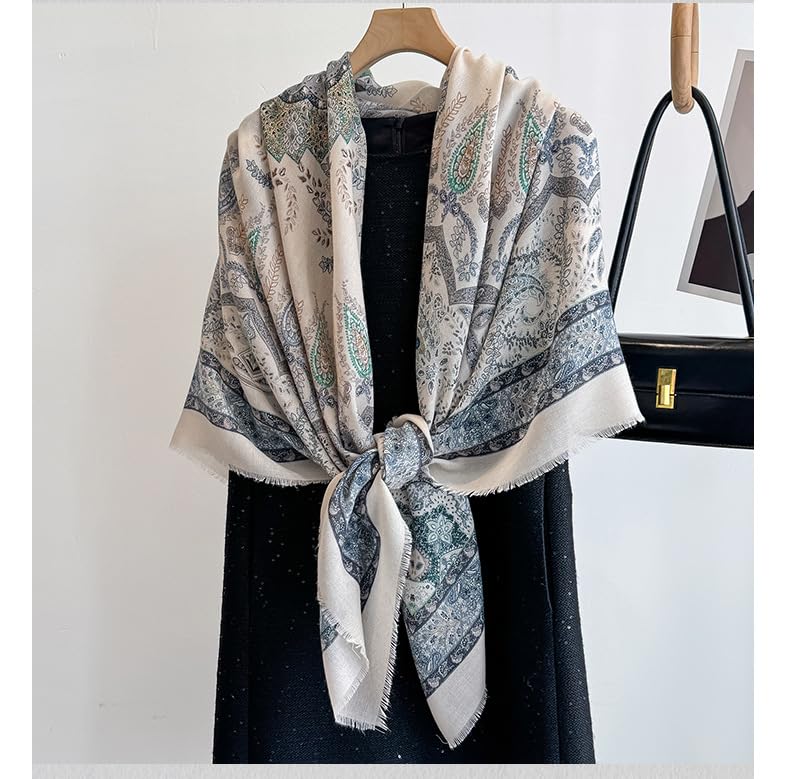 K-Elewon Large Square Scarf 51" Cotton and Linen Scarf Fashion Scarves Hair Wrapping Scarfs Neck Scarves for Women (H2308) - Image 3