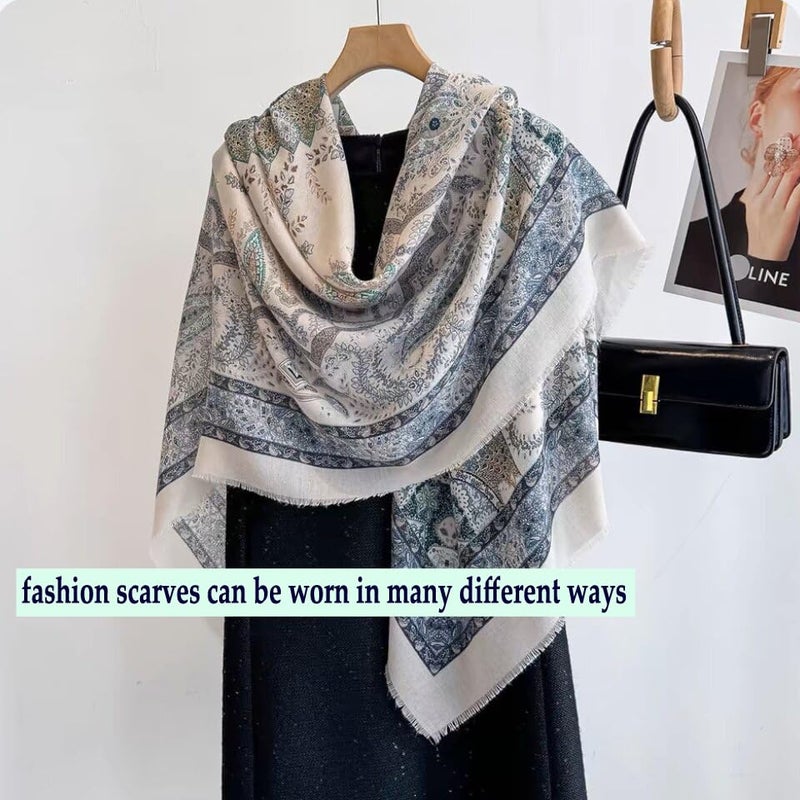 K-Elewon Large Square Scarf 51" Cotton and Linen Scarf Fashion Scarves Hair Wrapping Scarfs Neck Scarves for Women (H2308) - Image 4