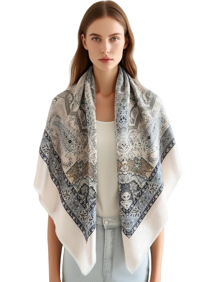 K-Elewon Large Square Scarf 51" Cotton and Linen Scarf Fashion Scarves Hair Wrapping Scarfs Neck Scarves for Women (H2308) - Image 1