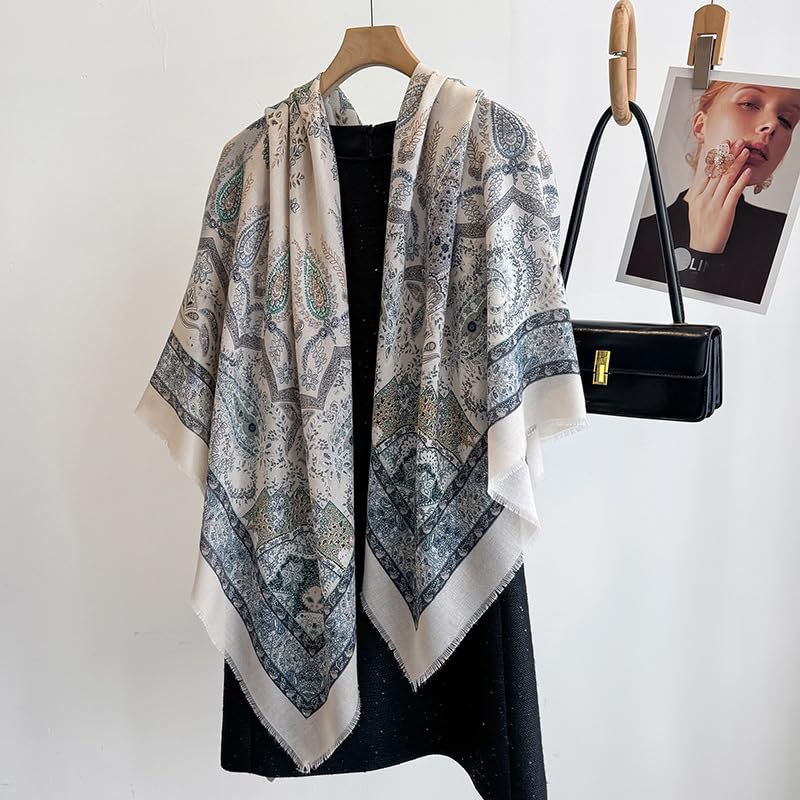 K-Elewon Large Square Scarf 51" Cotton and Linen Scarf Fashion Scarves Hair Wrapping Scarfs Neck Scarves for Women (H2308) - Image 2
