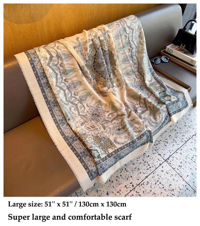 K-Elewon Large Square Scarf 51" Cotton and Linen Scarf Fashion Scarves Hair Wrapping Scarfs Neck Scarves for Women (H2308) - Image 5