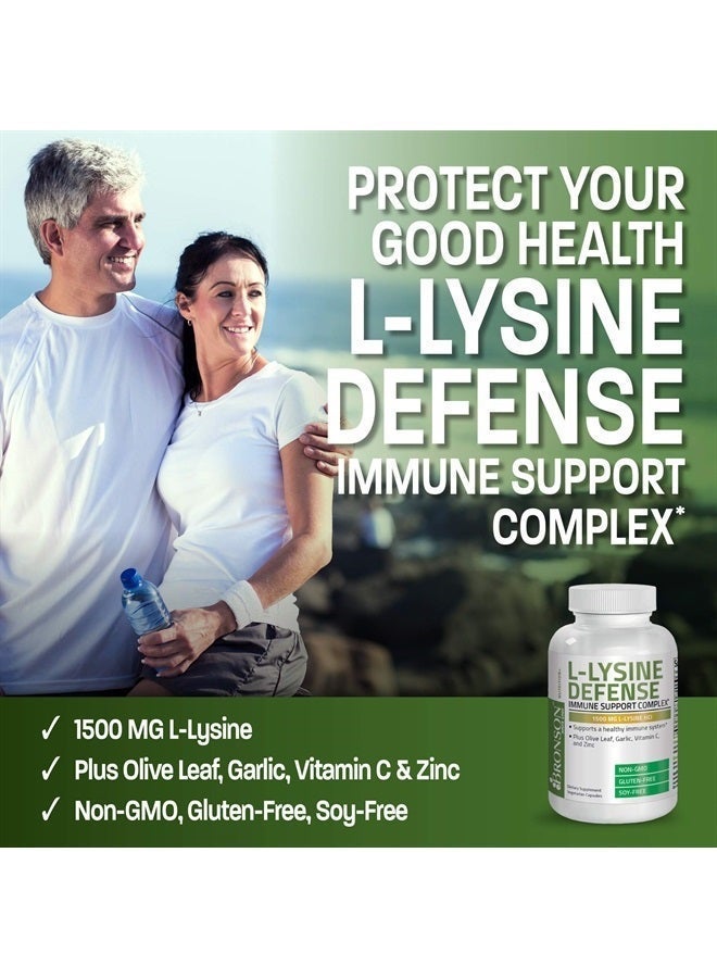 Bronson L-Lysine Defense Immune Support Complex 1500 MG L-Lysine Plus Olive Leaf, Garlic, Vitamin C and Zinc - Non-GMO, 90 Vegetarian Capsules - Image 5