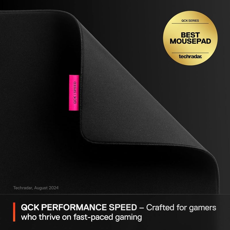 ستيل سيريز وسادة ماوس للألعاب SteelSeries QcK XL للأداء والتحكم، كثافة إضافية لسهولة الانزلاق، حواف مخيطة منخفضة، قاعدة مطاطية نيون غير قابلة للانزلاق، حجم 900 x 400 مم، FPS، MOBAs، RTS، MMO - أسود - Image 2