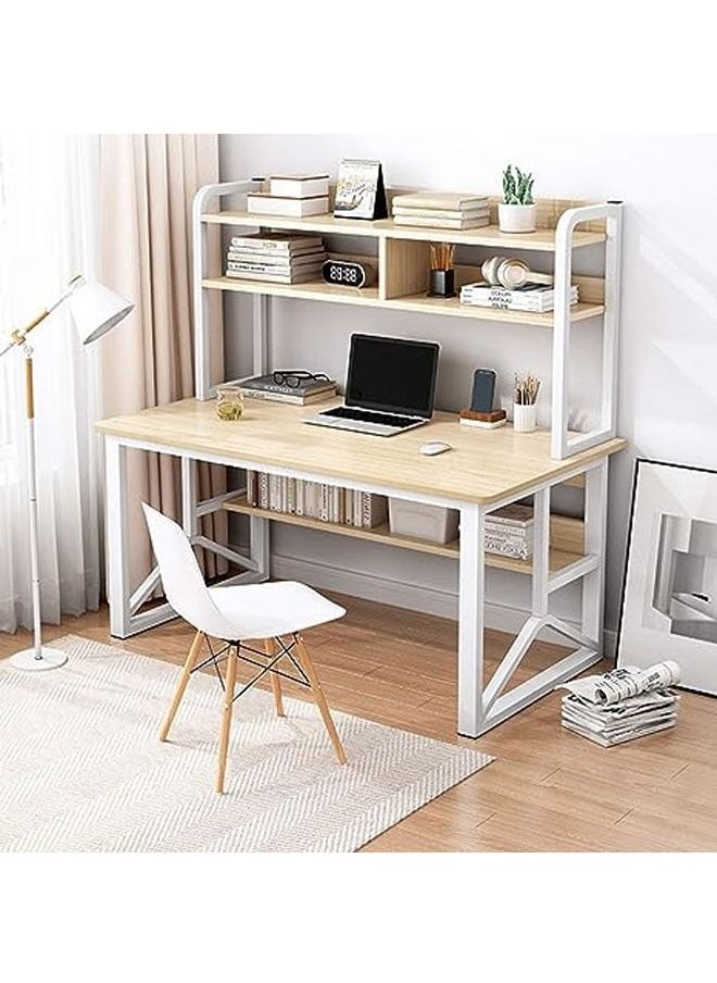 NKX - Multifunctional Computer Table And Office Desk With 2 Layer Book Shelf (No Chair) - Image 1