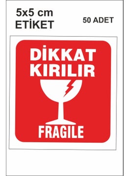 HSN Attention Fragile Label 5x5 cm Glossy 50 Pieces 