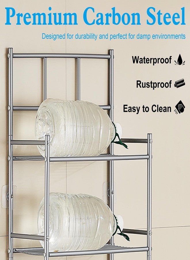 Hoomtaook 3-Tier Over The Toilet Storage Rack - Metal Over Toilet Bathroom Organizer Shelf, Freestanding Over Toilet Bathroom Organizer for Bathroom, Laundry, Living Room, Grey - Image 4