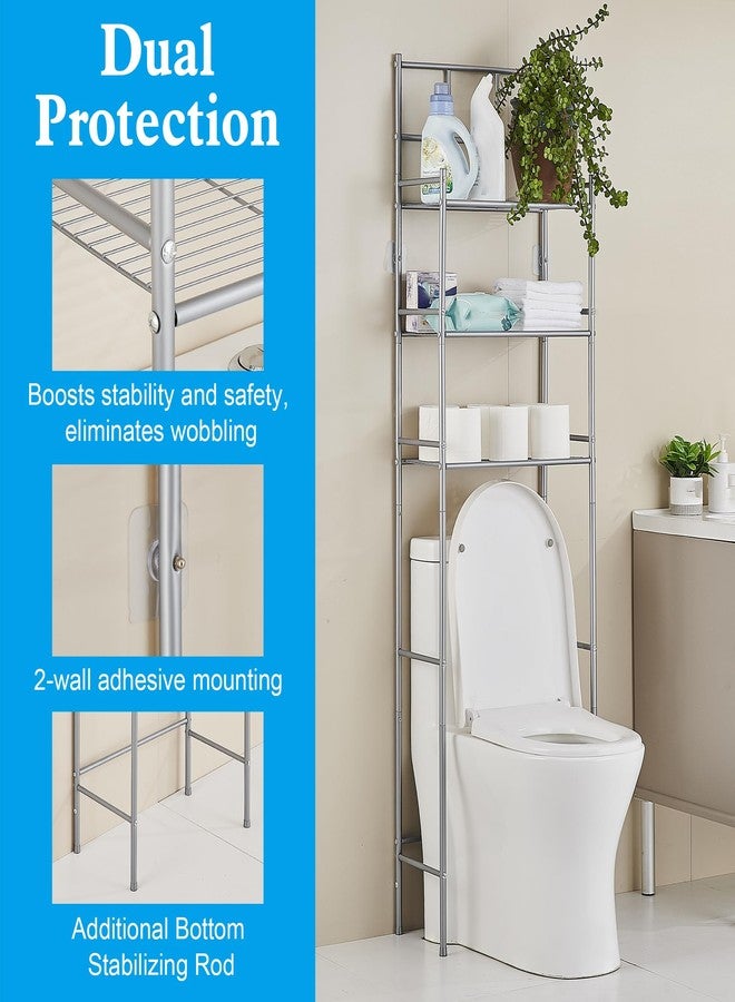 Hoomtaook 3-Tier Over The Toilet Storage Rack - Metal Over Toilet Bathroom Organizer Shelf, Freestanding Over Toilet Bathroom Organizer for Bathroom, Laundry, Living Room, Grey - Image 3