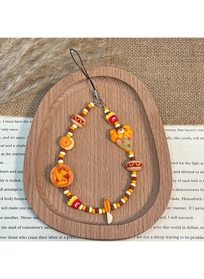 NIBEMINENT Phone Charm/ Chain Strap for Women Girls，Little Bear Egg Tart Cell Phone Case Lanyard Wrist Strap 