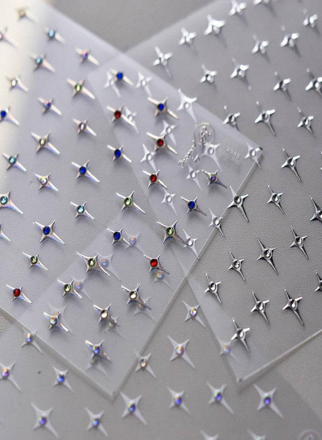 Charmark 5D Embossed Nail Art Stickers Retro Star Rhinestone Laser Silver Nail Decal Gel Nail Sticker for Nail Art Supplies Colorful Nail Design Kit 3D Self Adhesive Nail Art Decorations - Image 3